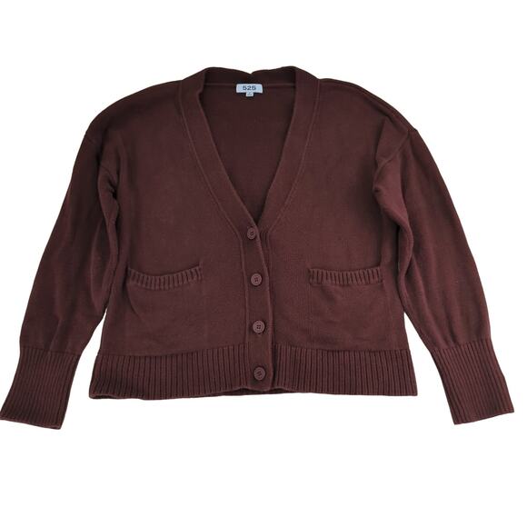 525 Button Front Cardigan Sweater Women's Size Small Dark Red‎ Maroon Burgundy - Picture 1 of 9
